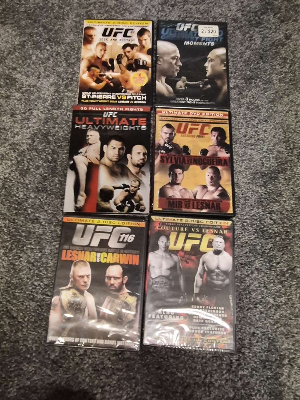 UFC DVD collection on carpet